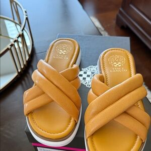 Vince Camuto Mustard Slide Sandals